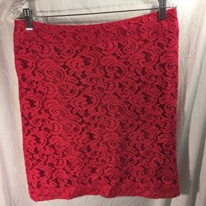 213.  Merona skirt bright pink lace. Size 10